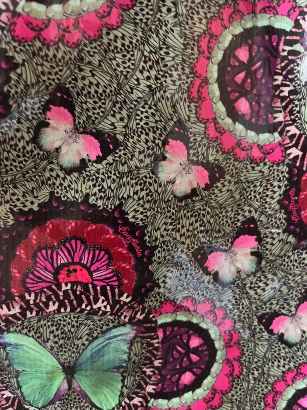 Consuela Green & Pink Butterfly Tote - Picture 3 of 4